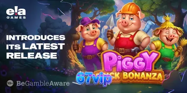 Captura de tela do jogo de slot Piggy Brick Bonanza, mostrando os porquinhos e elementos de construção.